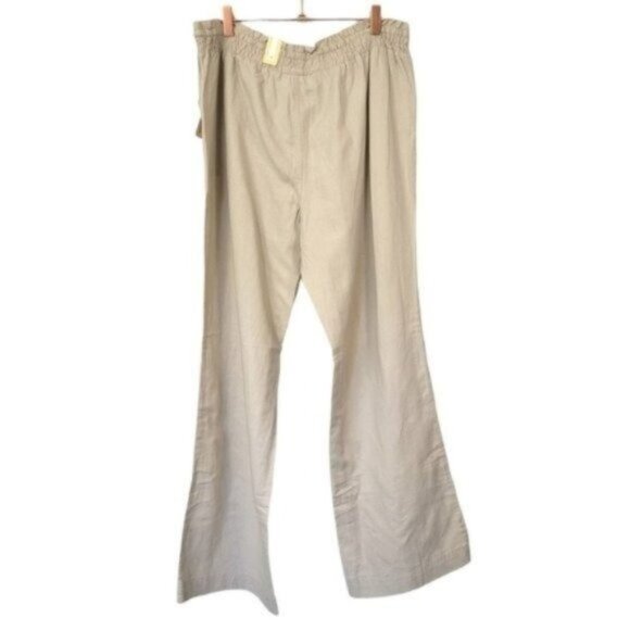 DressBarn | High Rise Linen Paper Bag Boot Cut Pants Beige Tan NWT - Picture 1 of 7